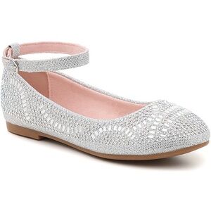 Girls Shimmer Silver Flats🌺
